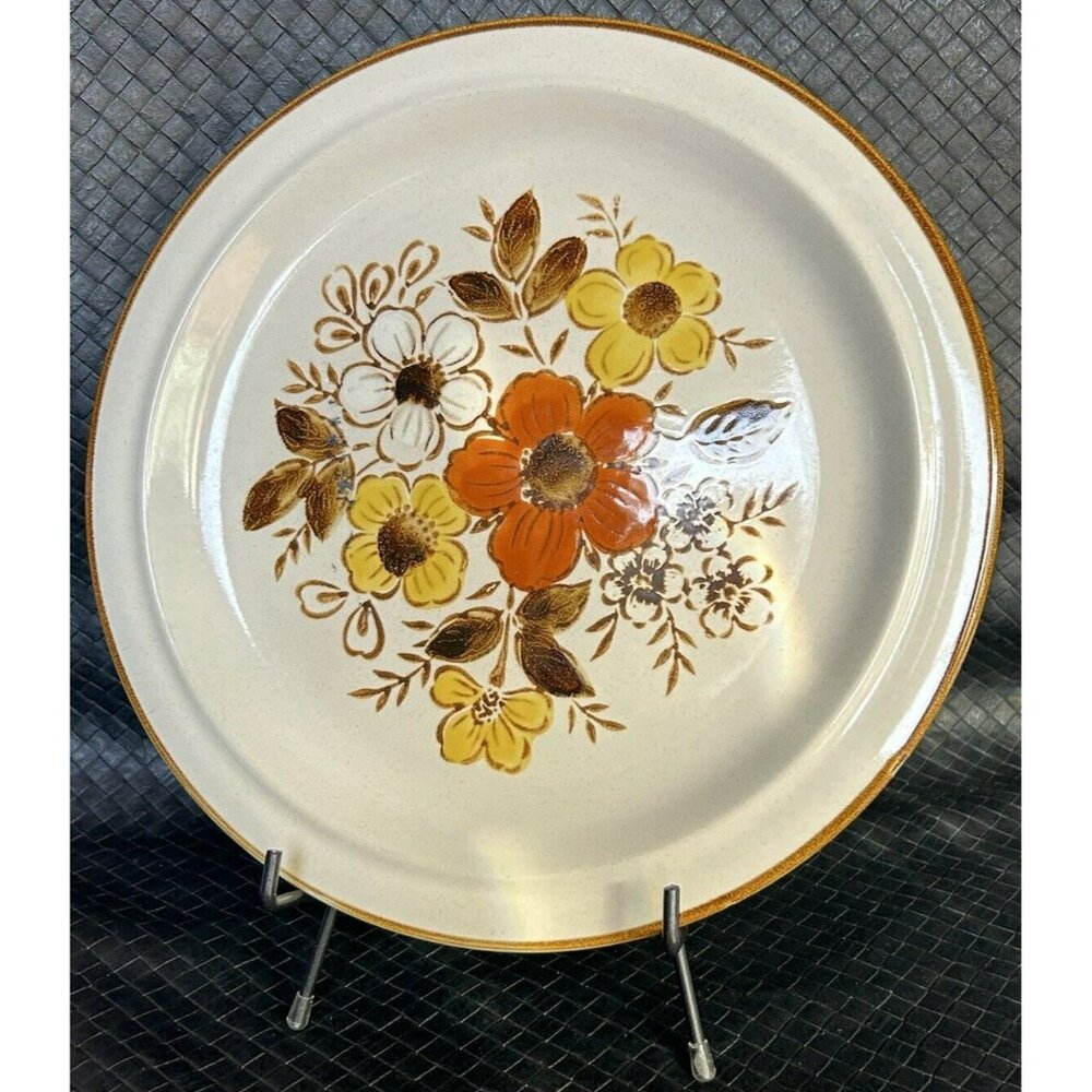 Stoneware by Excel 12 1/4” Platter Linda Pattern Orange Yellow White Flowers